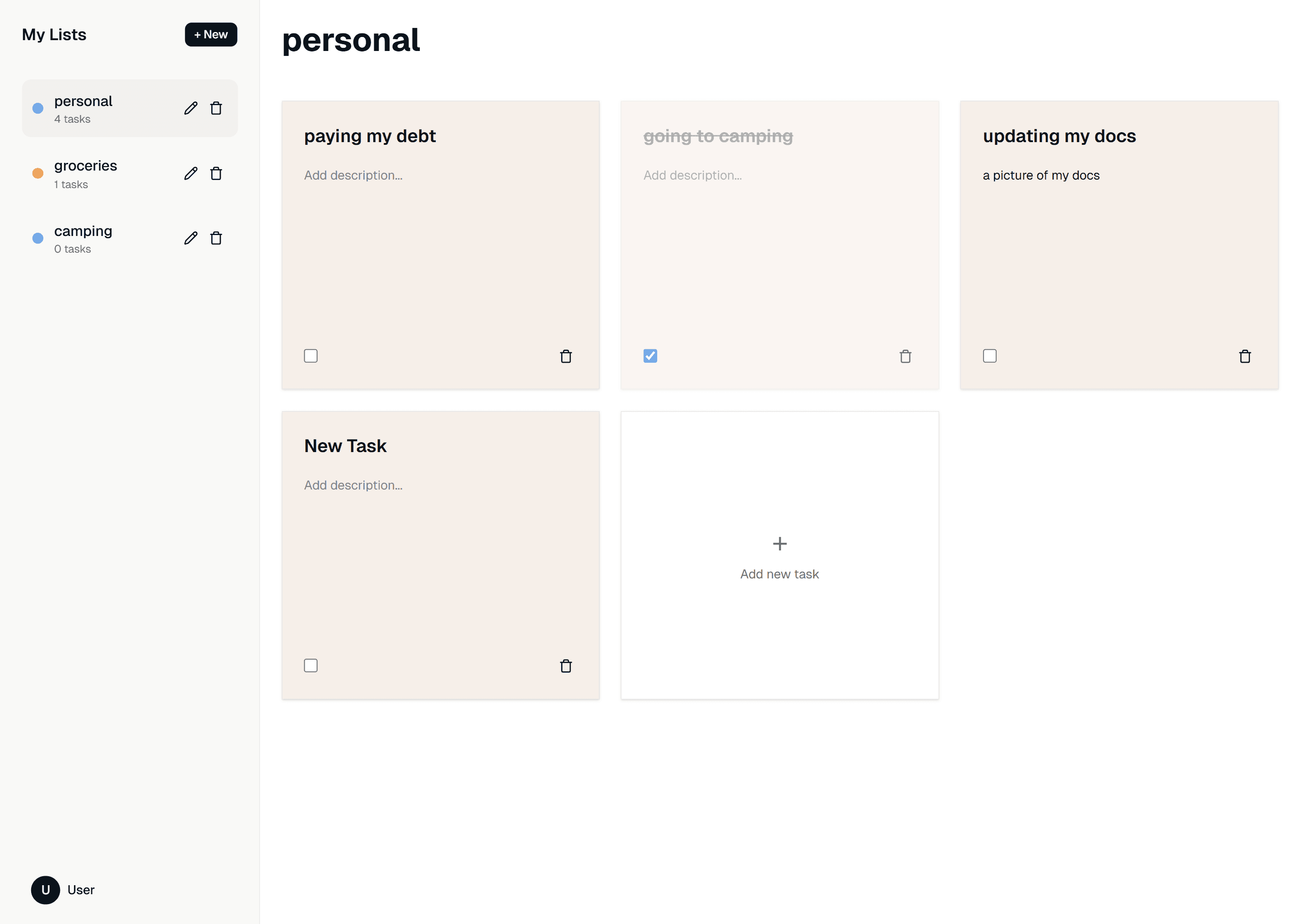 Todo App task management interface